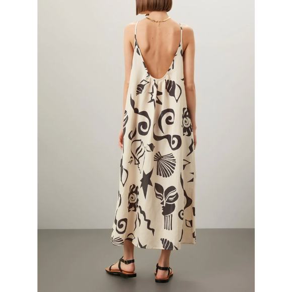 Untitled in Motion Linen Maxi Sundress MEDIUM Babydoll Vacation Dress Beach $354 - Picture 3 of 10